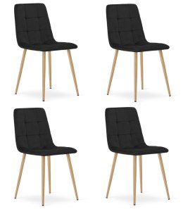 Krzesło KARA - czarny aksamit / nogi kolor drewna x 4