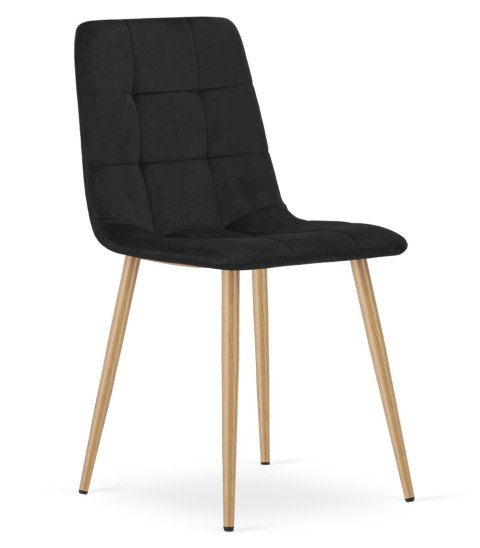 Krzesło KARA - czarny aksamit / nogi kolor drewna x 4