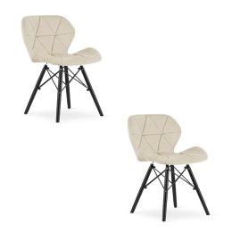 Krzesło LAGO Aksamit - beż / nogi czarne x 2