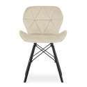 Krzesło LAGO Aksamit - beż / nogi czarne x 2