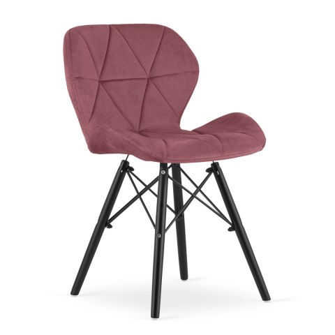 Krzesło LAGO Aksamit - ciemny róż / nogi czarne x 3
