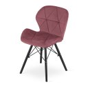 Krzesło LAGO Aksamit - ciemny róż / nogi czarne x 3