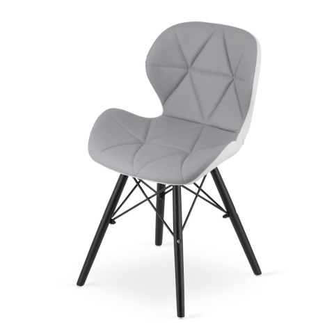 Krzesło LAGO ekoskóra - szaro-białe / nogi czarne x 2
