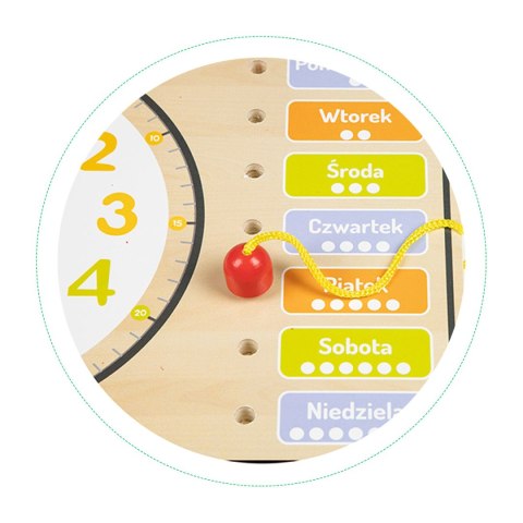 Drewniana tablica manipulacyjna kalendarz zegar ECOTOYS ECOTOYS