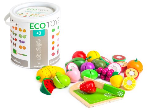 Drewniane owoce do krojenia 20 sztuk ECOTOYS ECOTOYS