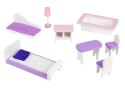 Drewniany domek dla lalek + mebelki wysoka rezydencja Jagodowa ECOTOYS ECOTOYS