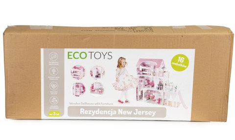 Drewniany domek dla lalek z windą XXL zjeżdżalnia ECOTOYS ECOTOYS