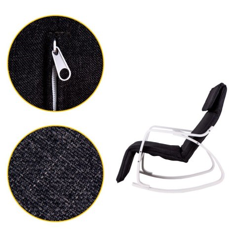 Fotel bujany regulowany podnóżek biało czarny ModernHome ModernHome