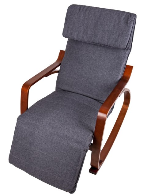 Fotel bujany regulowany podnóżek drewniane ramiona ModernHome ModernHome