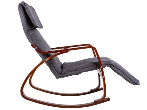 Fotel bujany regulowany podnóżek drewniane ramiona ModernHome ModernHome