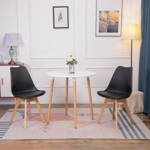 Komplet 4 krzeseł do salonu jadalni z poduszką ekoskóra czarne ModernHome ModernHome