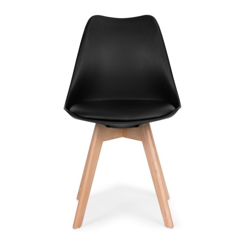 Komplet 4 krzeseł do salonu jadalni z poduszką ekoskóra czarne ModernHome ModernHome