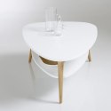 Nowoczesny stolik kawowy półka drewniane nogi biały ModernHome ModernHome