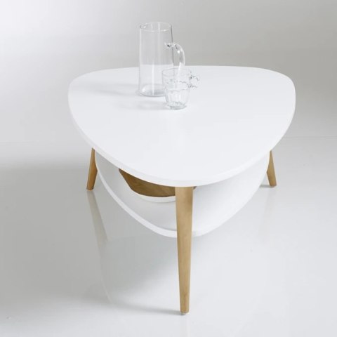 Nowoczesny stolik kawowy półka drewniane nogi biały ModernHome ModernHome