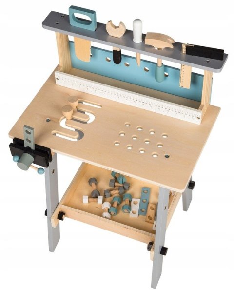 Stół narzędziowy drewniany warsztat 32 elementy zabawki ECOTOYS ECOTOYS