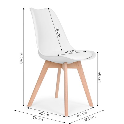 Zestaw 4 krzeseł krzesło do salonu jadalni z poduszką białe ModernHome ModernHome