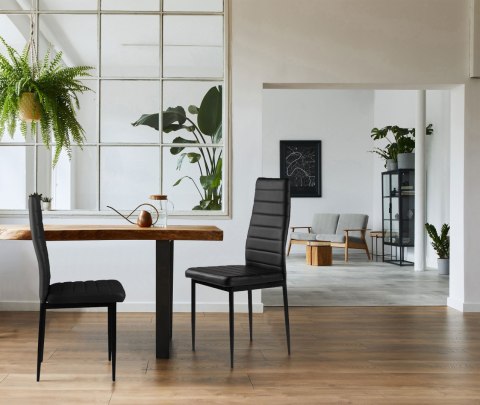 Zestaw krzeseł do jadalni salonu z ekoskóry 4 sztuki wysokie oparcie czarne ModernHome ModernHome