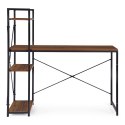 Biurko komputerowe szkolne 120x60 cm regał z 3 półkami ciemny orzech loft ModernHome ModernHome