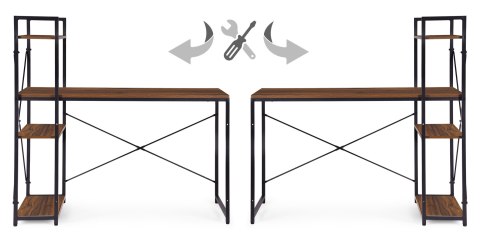 Biurko komputerowe szkolne 120x60 cm regał z 3 półkami ciemny orzech loft ModernHome ModernHome