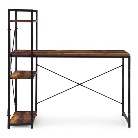 Biurko komputerowe szkolne 120x60 cm regał z 3 półkami postarzany orzech loft ModernHome ModernHome