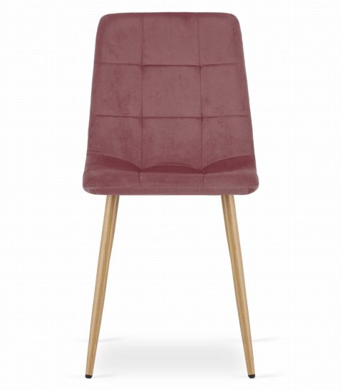 Krzesło KARA - różowy aksamit / nogi kolor drewna x 4