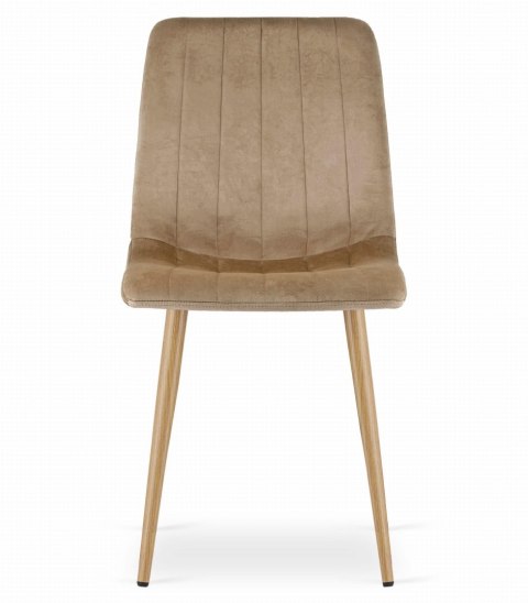 Krzesło LAVA - brązowy aksamit / nogi kolor drewna x 2