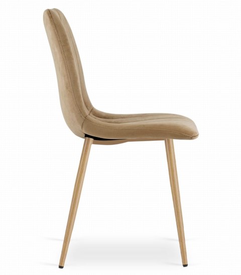 Krzesło LAVA - brązowy aksamit / nogi kolor drewna x 2