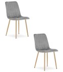 Krzesło LAVA - jasny szary aksamit / nogi kolor drewna x 2
