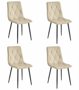 Krzesło LIBRA - jasny beż aksamit / nogi czarne x 4