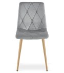 Krzesło LIBRA - jasny szary aksamit / nogi kolor drewna x 2