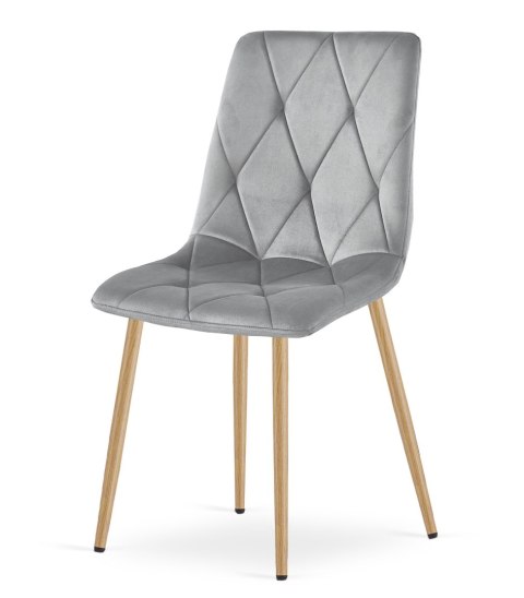 Krzesło LIBRA - jasny szary aksamit / nogi kolor drewna x 2