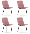 Krzesło TURIN - różowy aksamit / nogi czarne x 4