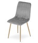 Krzesło LAVA - jasny szary aksamit / nogi kolor drewna x 3