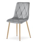 Krzesło LIBRA - jasny szary aksamit / nogi kolor drewna x 3