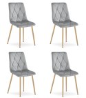 Krzesło LIBRA - jasny szary aksamit / nogi kolor drewna x 4