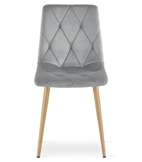 Krzesło LIBRA - jasny szary aksamit / nogi kolor drewna x 4