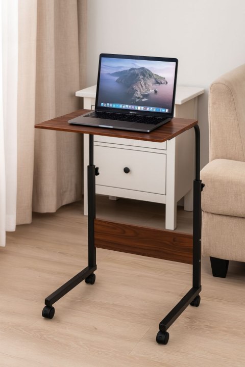 Stolik pod laptopa z kółkami biurko dostawiane do fotela kanapy ciemny brąz ModernHome ModernHome