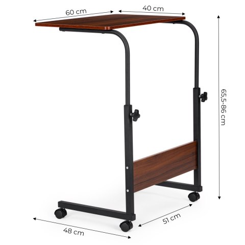 Stolik pod laptopa z kółkami biurko dostawiane do fotela kanapy ciemny brąz ModernHome ModernHome