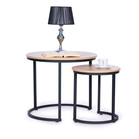 Zestaw stolików kawowych 2 szt. okrągłe loftowy design ModernHome ModernHome