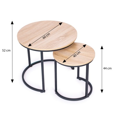 Zestaw stolików kawowych 2 szt. okrągłe loftowy design ModernHome ModernHome