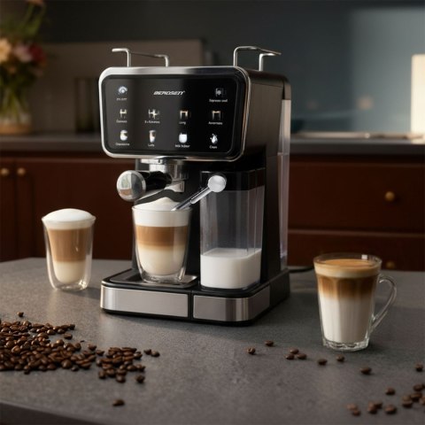 Ekspres do kawy kolbowy spieniacz do mleka 20 bar Berdsen BD-773 czarny