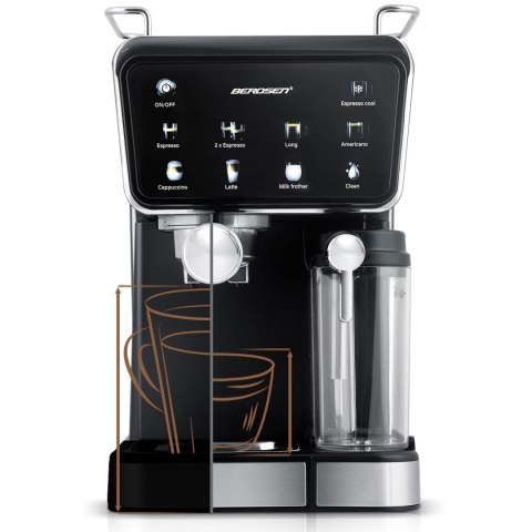 Ekspres do kawy kolbowy spieniacz do mleka 20 bar Berdsen BD-773 czarny