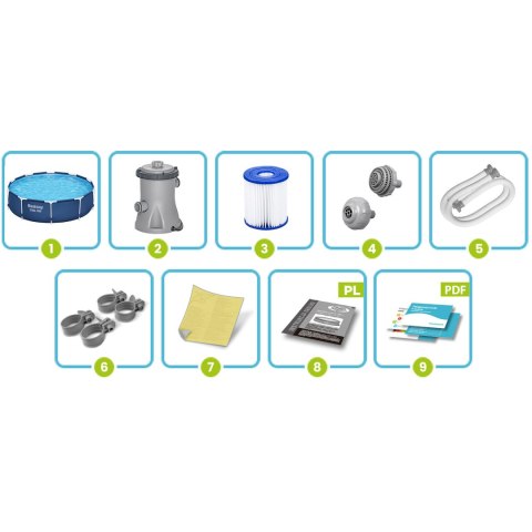 Basen ogrodowy stelażowy 305 x 76 cm 8w1 Bestway 56679