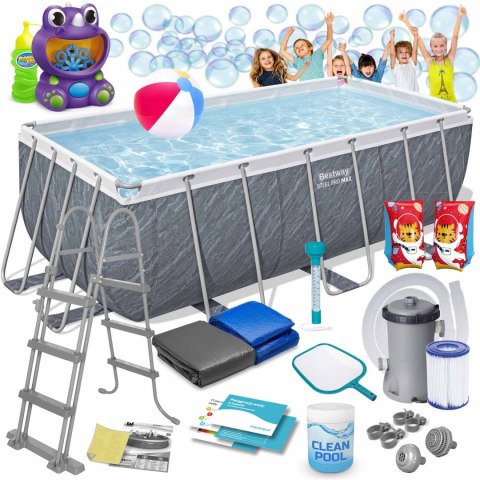 Basen ogrodowy stelażowy 412 x 201 x 122 cm 17w1 Bestway 56722