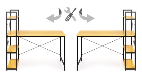 Biurko komputerowe drewniane regał z półkami loft ModernHome