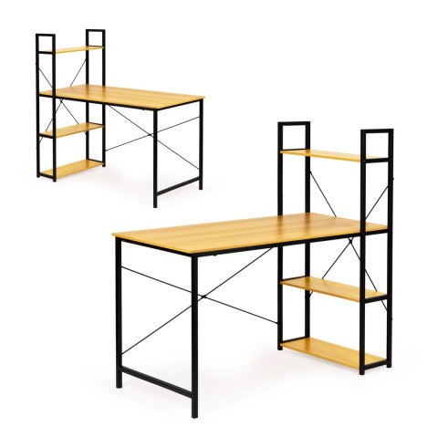 Biurko komputerowe drewniane regał z półkami loft ModernHome