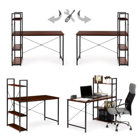 Biurko komputerowe drewniane regał z półkami loft ModernHome