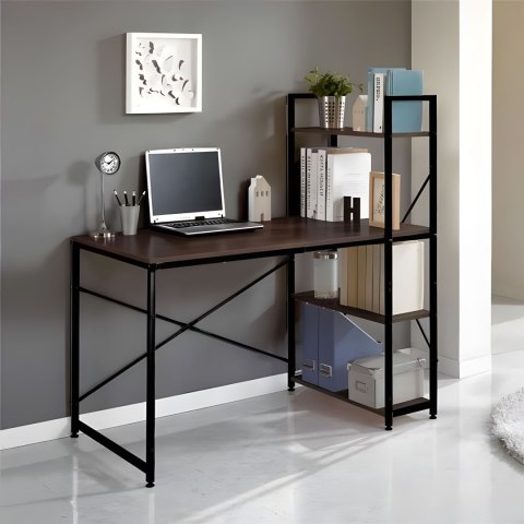 Biurko komputerowe drewniane regał z półkami loft ModernHome