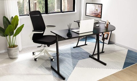 Biurko narożne gamingowe biurowe LOFT szkolny stół czarny ModernHome