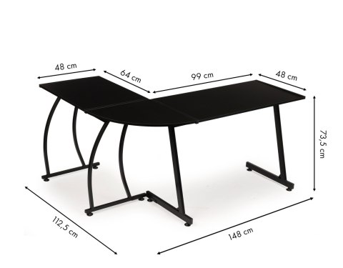 Biurko narożne gamingowe biurowe LOFT szkolny stół czarny ModernHome